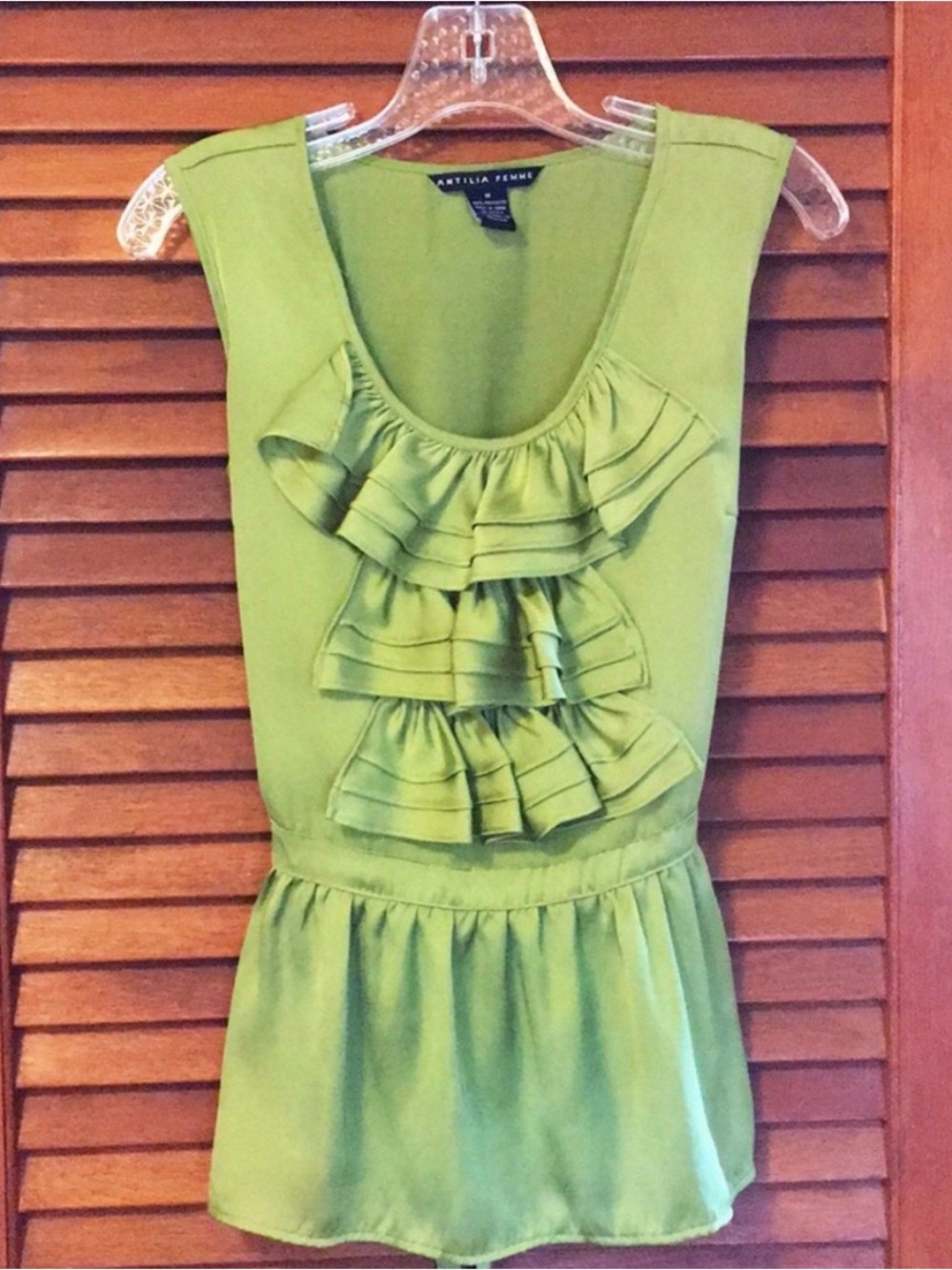 Antigua Lime Green Ruffle Peplum Blouse